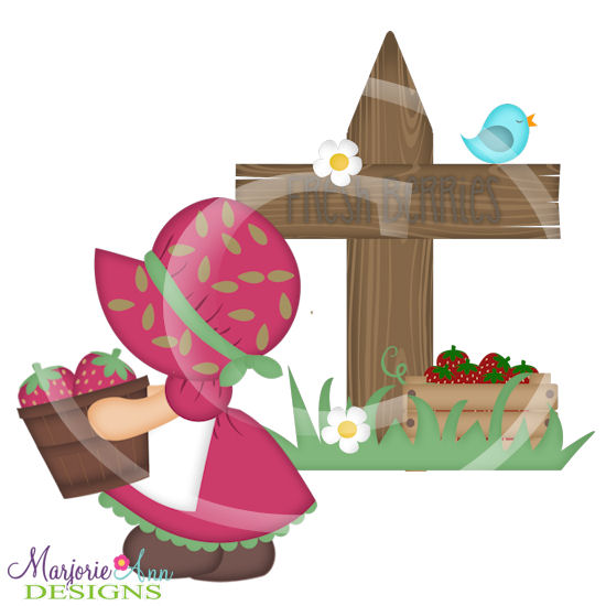 Berry Sweet Bonnet Girl SVG Cutting Files + Clipart - Click Image to Close